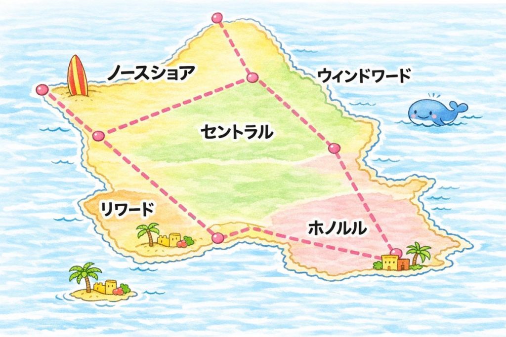 オアフ島5大エリアマップ